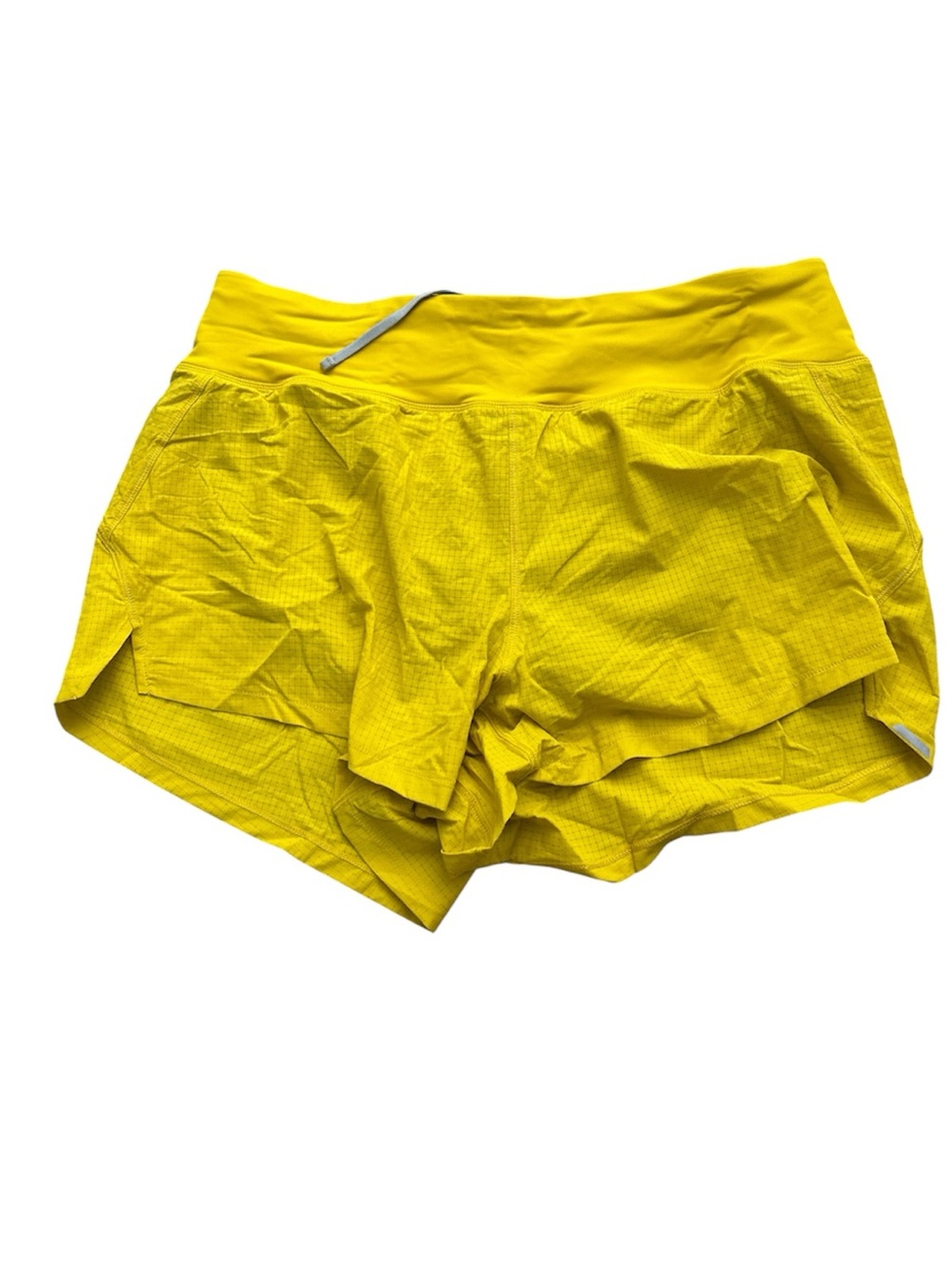 REI Co-op Swiftland Running Shorts Yellow Grid Pattern — Women's Large